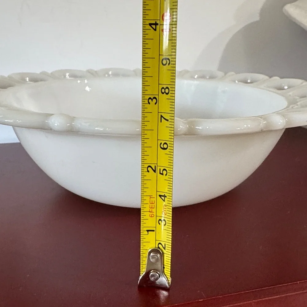 Anchor Hocking Old Colony Milk Glass Bowl  Lace Edge Vintage